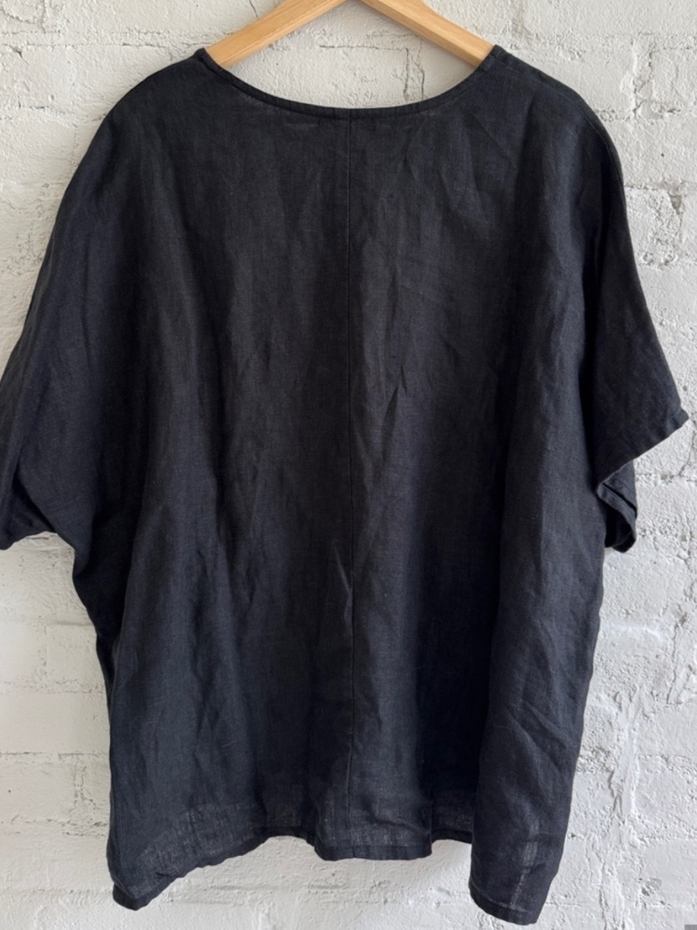 Vintage 100% Linen Oversized Top in Black, size XL - Picture 3 of 5